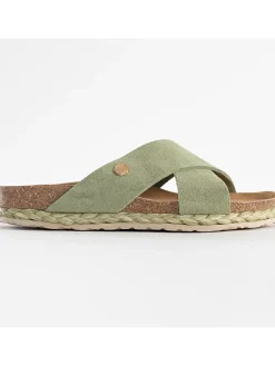 Leren slippers "Broome" lichtgroen