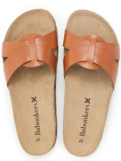 Leren slippers bruin