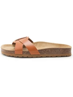 Leren slippers bruin