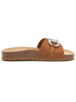 Leren slippers bruin