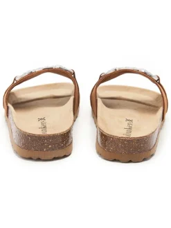 Leren slippers bruin