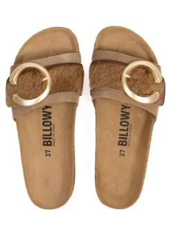Leren slippers bruin