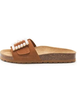 Leren slippers bruin