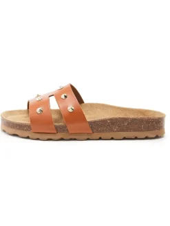 Leren slippers bruin