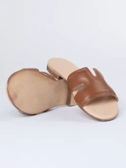 Leren slippers bruin