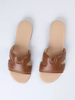 Leren slippers bruin