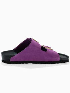 Leren slippers "Calen" paars