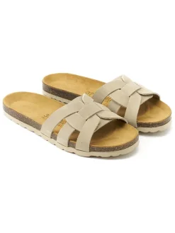 Leren slippers "Clara" beige