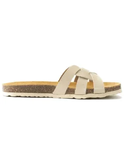Leren slippers "Clara" beige