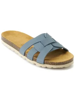 Leren slippers "Clara" lichtblauw