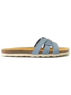 Leren slippers "Clara" lichtblauw