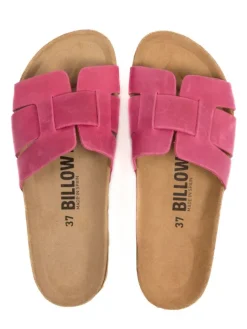 Leren slippers fuchsia