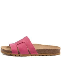 Leren slippers fuchsia