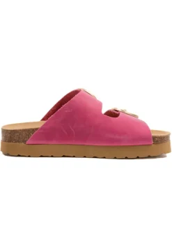 Leren slippers fuchsia