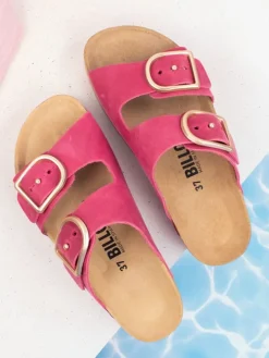 Leren slippers fuchsia