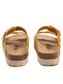 Leren slippers geel