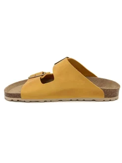 Leren slippers geel