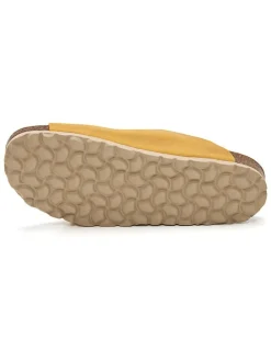 Leren slippers geel