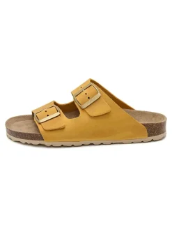 Leren slippers geel