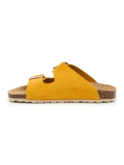 Leren slippers geel