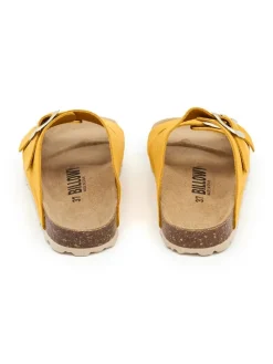 Leren slippers geel