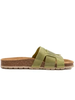 Leren slippers groen