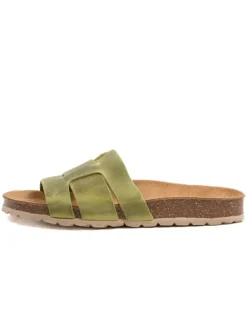 Leren slippers groen