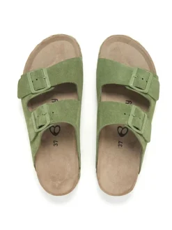 Leren slippers groen