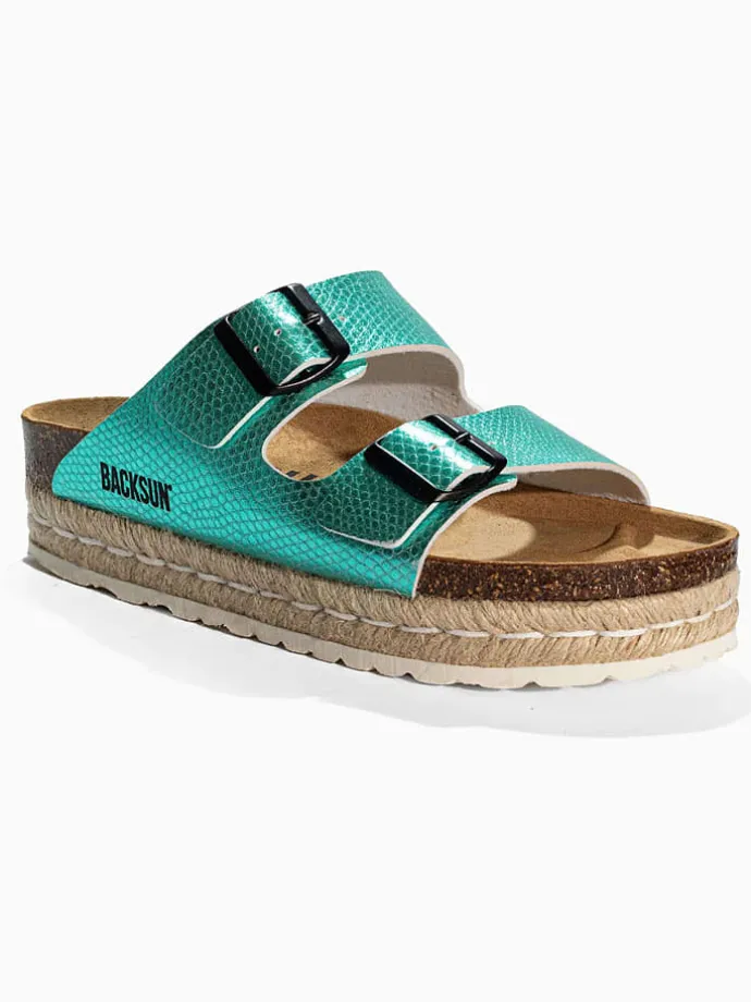 Leren slippers "Gwana" mintgroen