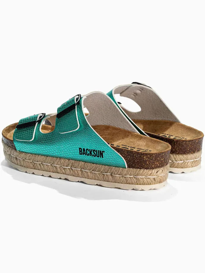 Leren slippers "Gwana" mintgroen