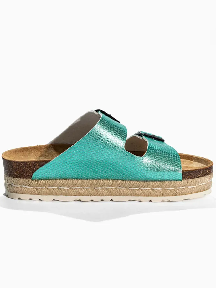 Leren slippers "Gwana" mintgroen
