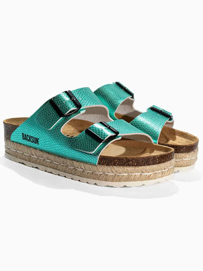 Leren slippers "Gwana" mintgroen