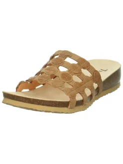 Leren slippers "Julia" lichtbruin