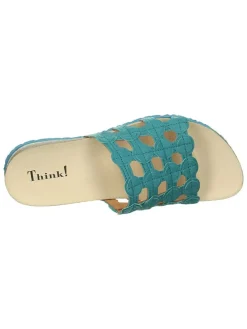 Leren slippers "Julia" turquoise