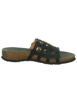 Leren slippers "Julia" zwart