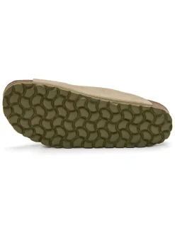Leren slippers kaki