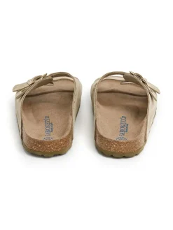 Leren slippers kaki