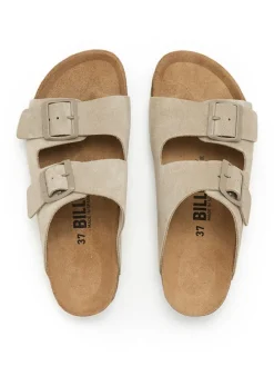 Leren slippers kaki