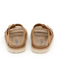 Leren slippers lichtbruin