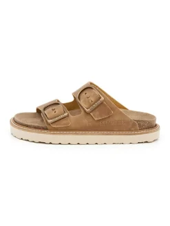 Leren slippers lichtbruin