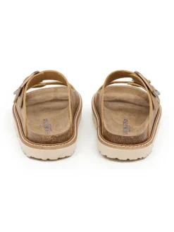 Leren slippers lichtbruin