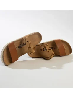 Leren slippers lichtbruin