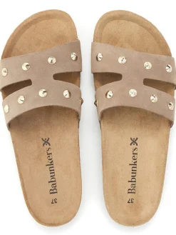 Leren slippers lichtbruin