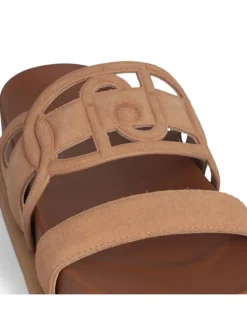 Leren slippers lichtbruin