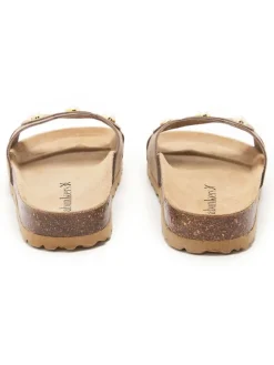 Leren slippers lichtbruin