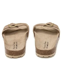 Leren slippers lichtbruin