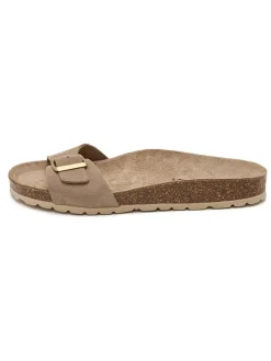 Leren slippers lichtbruin