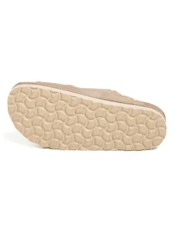 Leren slippers lichtbruin
