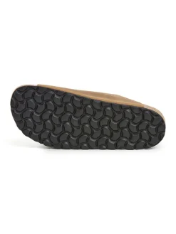 Leren slippers lichtbruin
