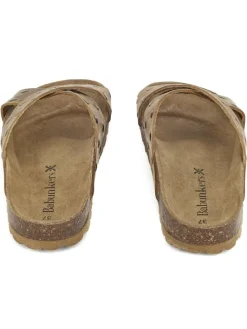 Leren slippers lichtbruin